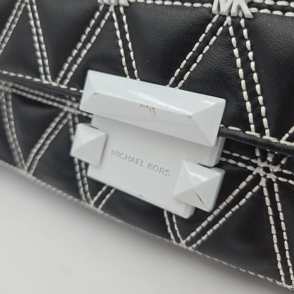 Michael Kors Black and White Quilted Sloan Shoulder Bag